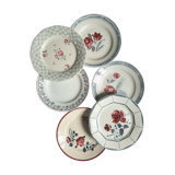 Old flat plates mismatched in earthenware
