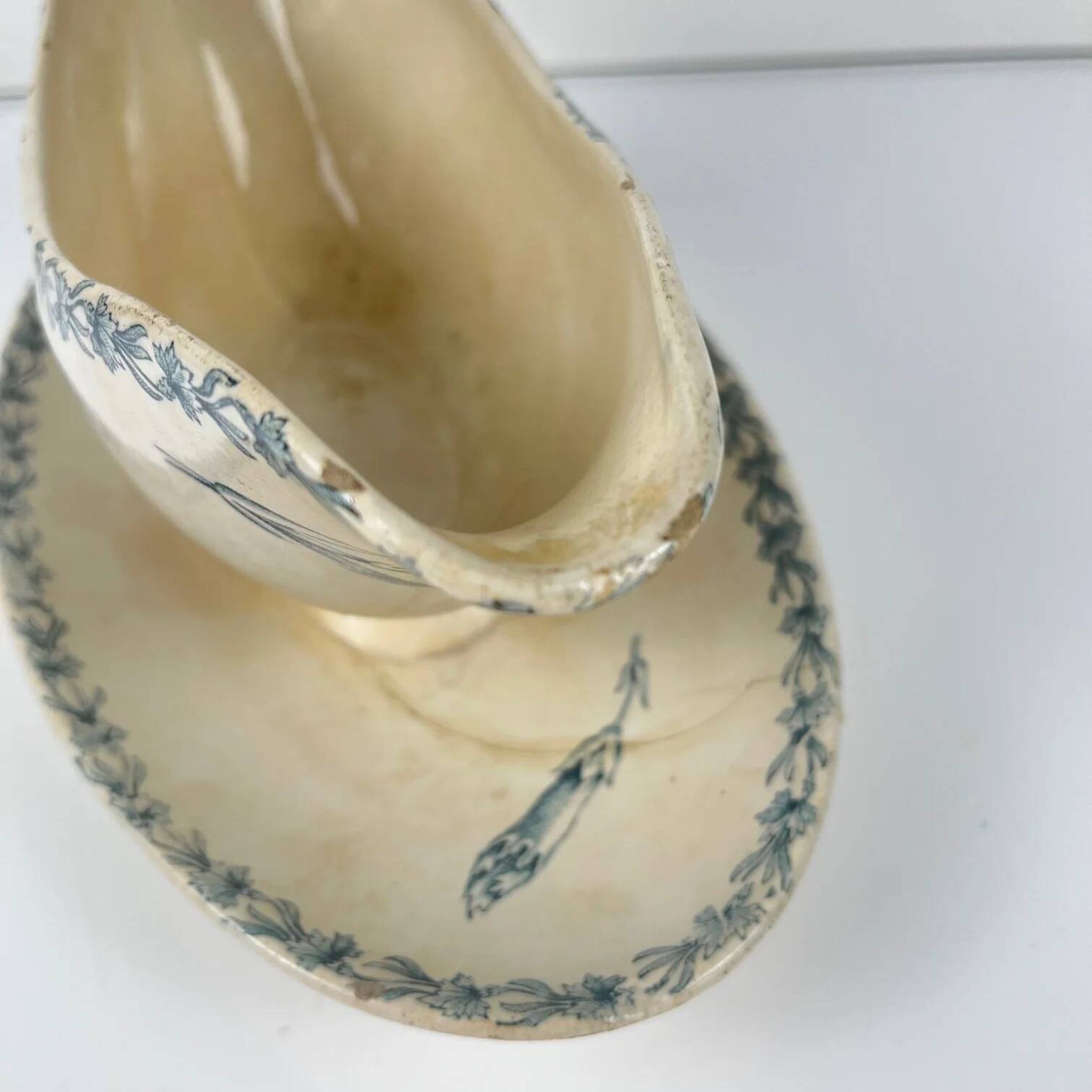 Sauceboat model "Carnation", KG Lunéville, ironstone, 19th century
