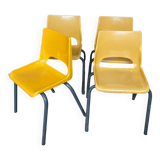 Series 4 vintage school chairs from the 80s