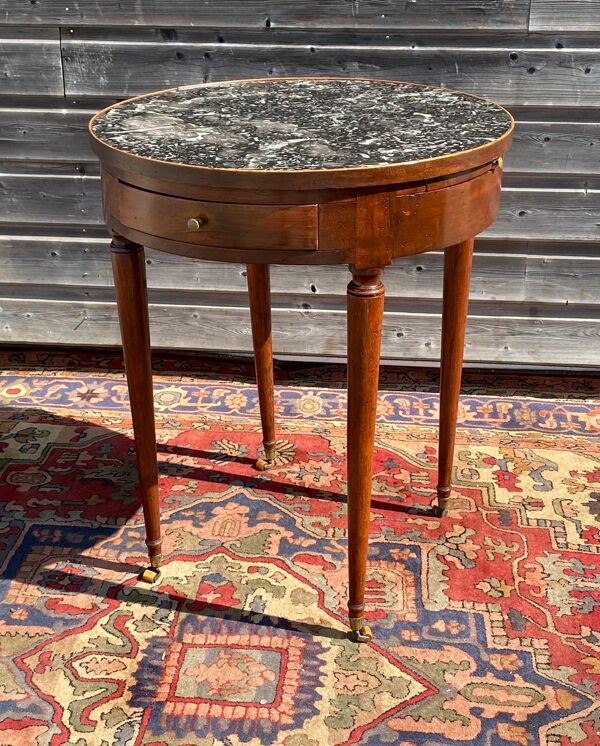 Table bouillotte en noyer d’époque directoire XVIII eme siècle