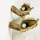 Pair of Bronze flower wall lamps, 1970s