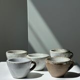 Set of 5 Indonesian ceramic handle coffee cups