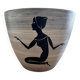 Milet cache-pot Sèvres, hand-decorated with a kneeling woman, 1950s.