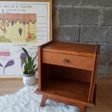 Bedside table oak compass legs - vintage