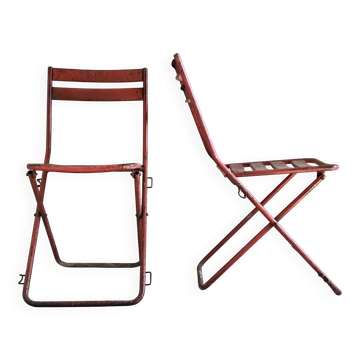Pair of metal folding chairs Drancy - vintage 1950s