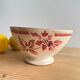Old earthenware bowl on a pedestal, Digoin Sarreguemines model Georg.
