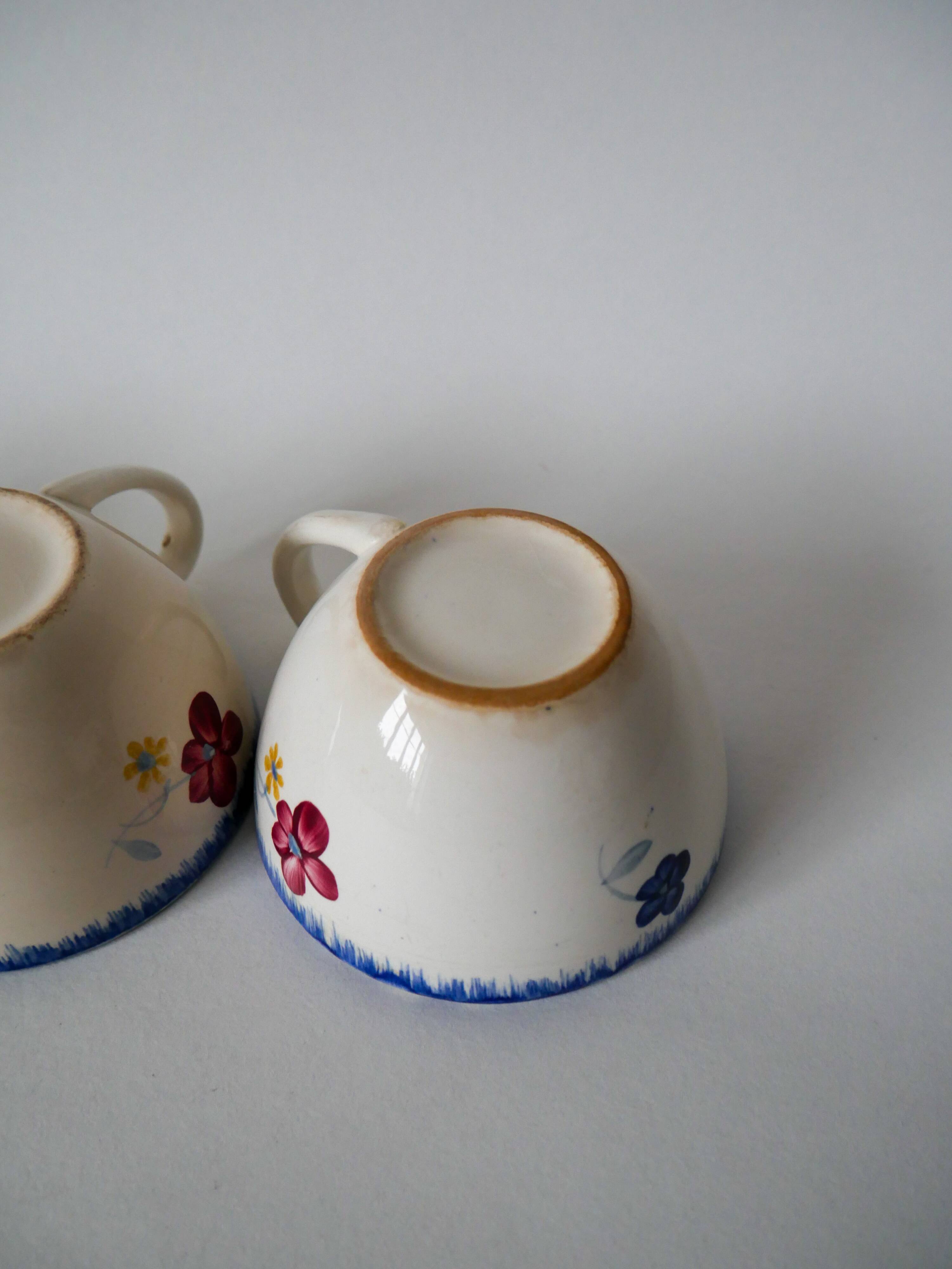Trio of large cups digoin sarreguemines model mary-lou 194 0