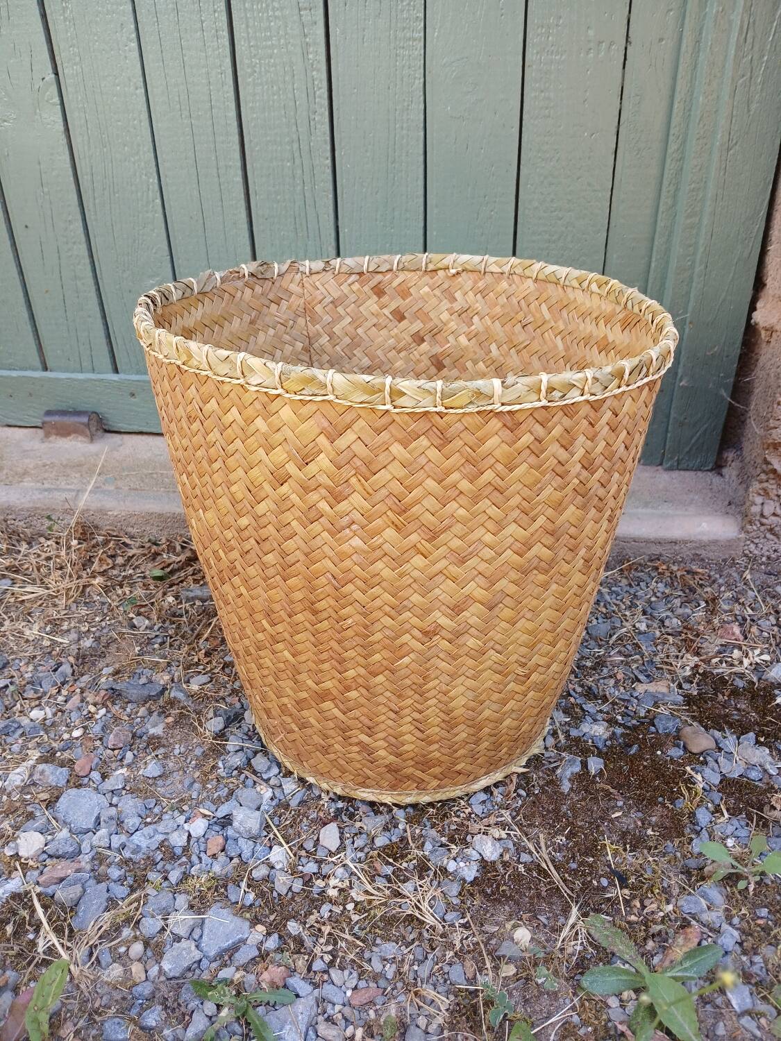 Woven straw basket
