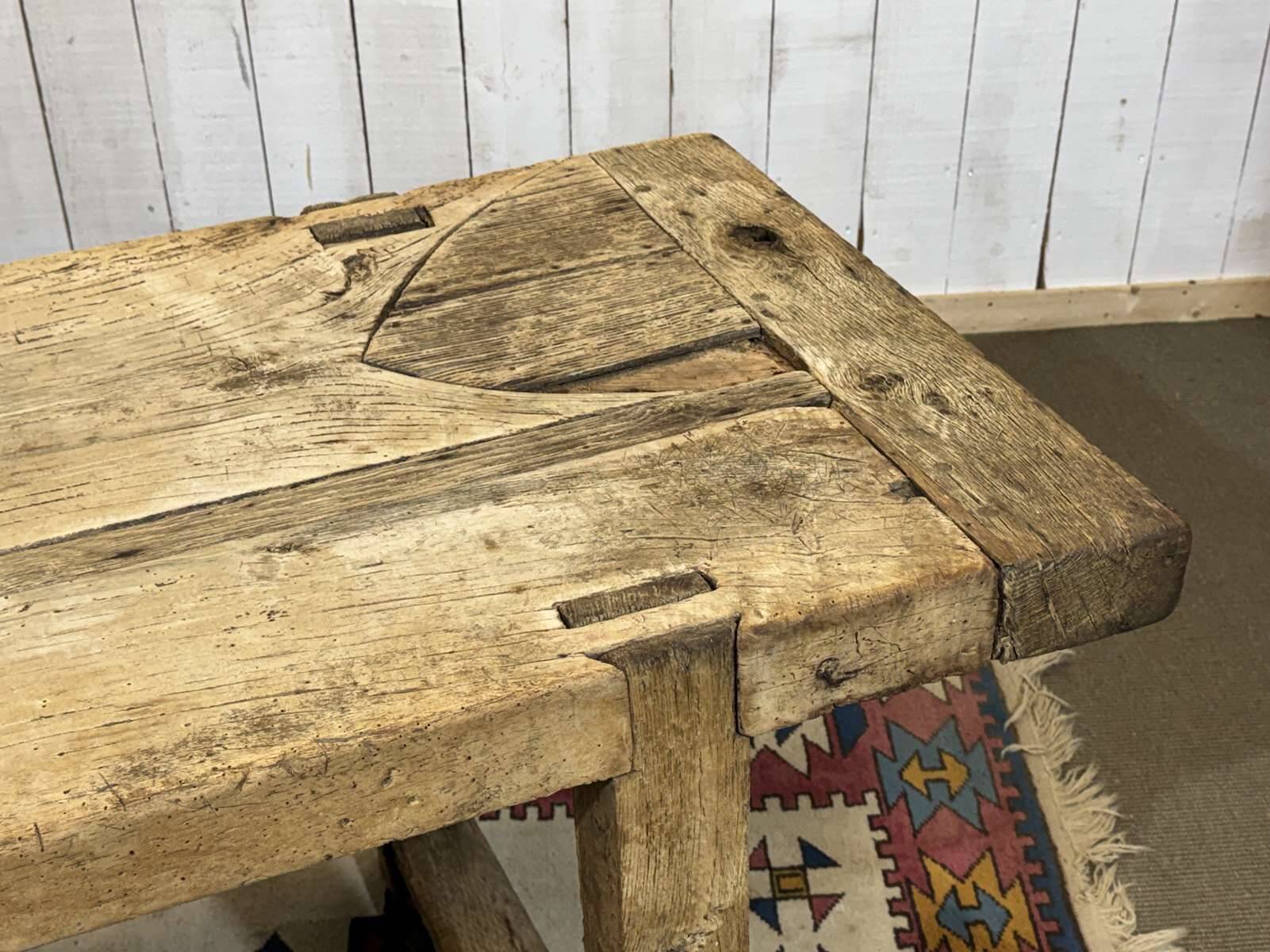 Console - raw oak carpenter's table from the 1930s
