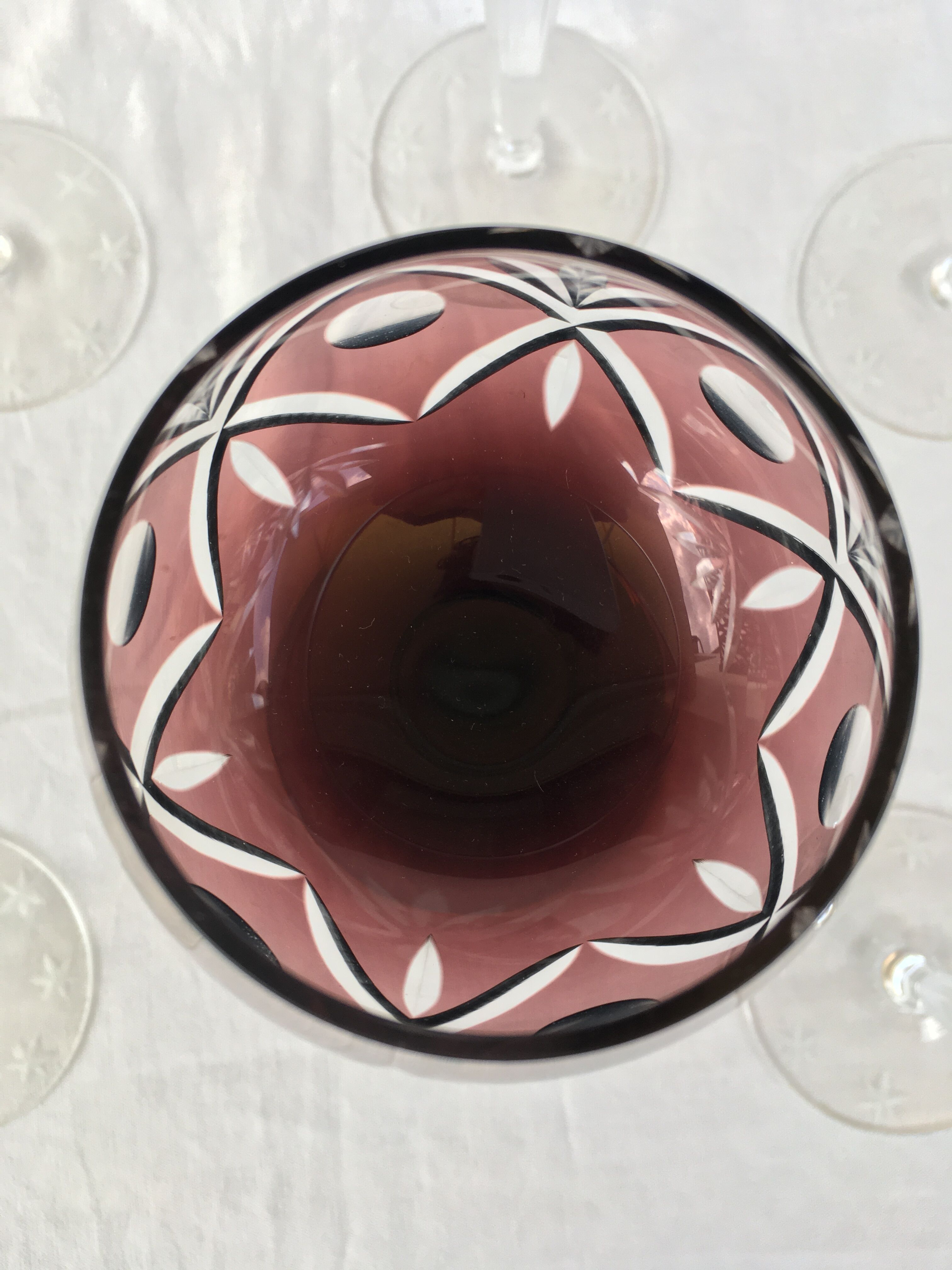 Set of 6 Bohemian crystal glasses