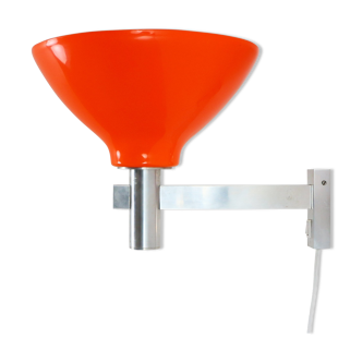 Orange acrylic and aluminium wall light, 1970s