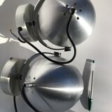 Pair of vintage brushed aluminum eyeball wall lamps