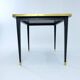 Dining Table, High Gloss Laminate, Brass, Tapered Legs, Burgundy - L