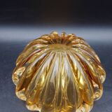 Murano Barovier Toso Ribbed Blown Glass Cup with Amber Color Inclusions