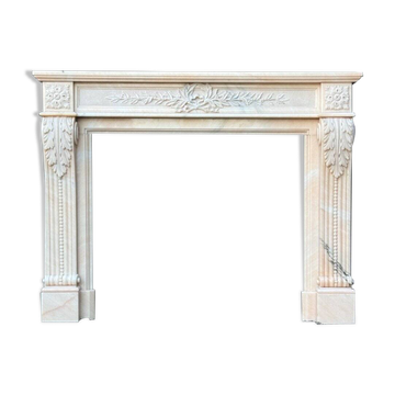 Louis XVI Style Fireplace in Pink Marble Circa 1980