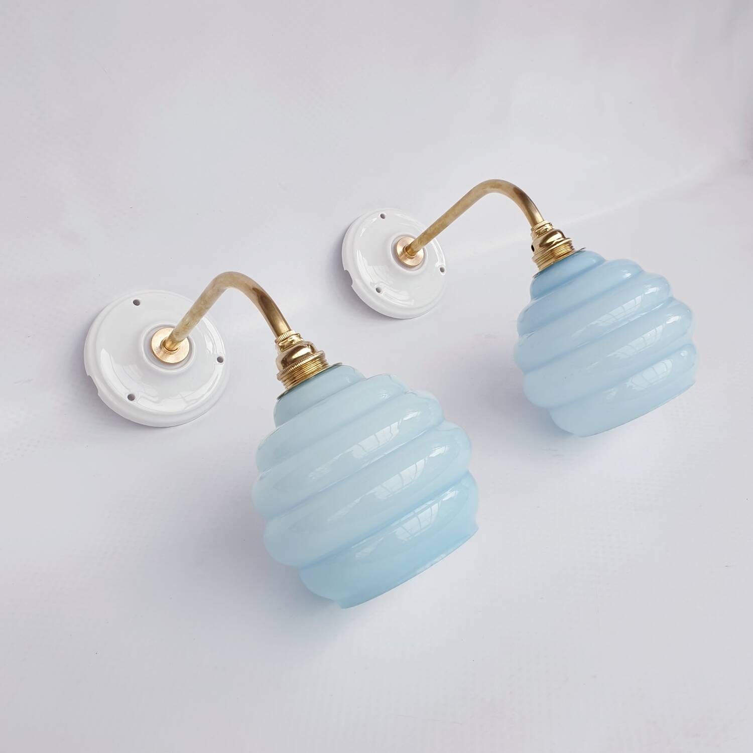 Swan neck and cloud glass wall lights