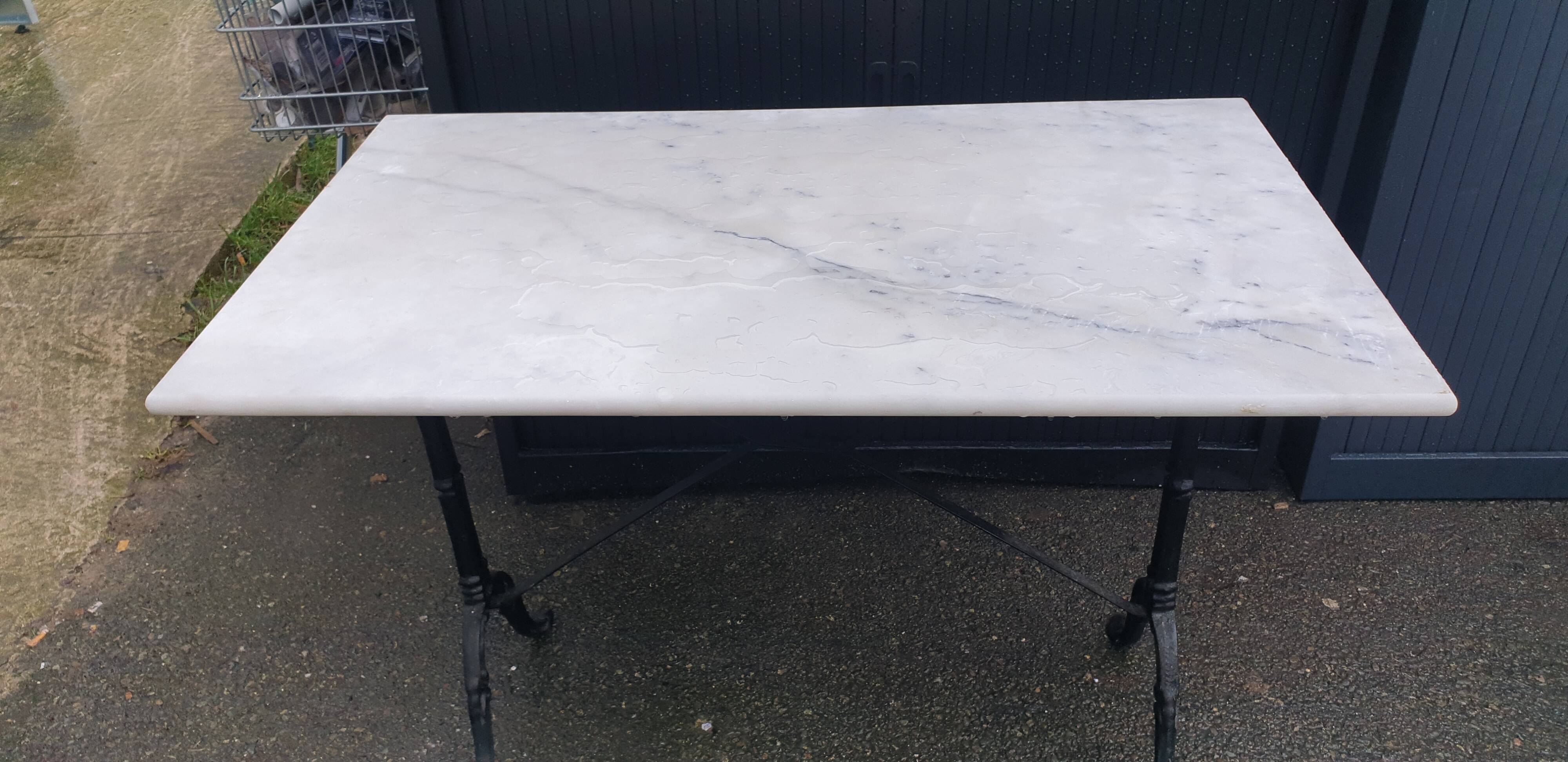 Cast iron and marble bistro table