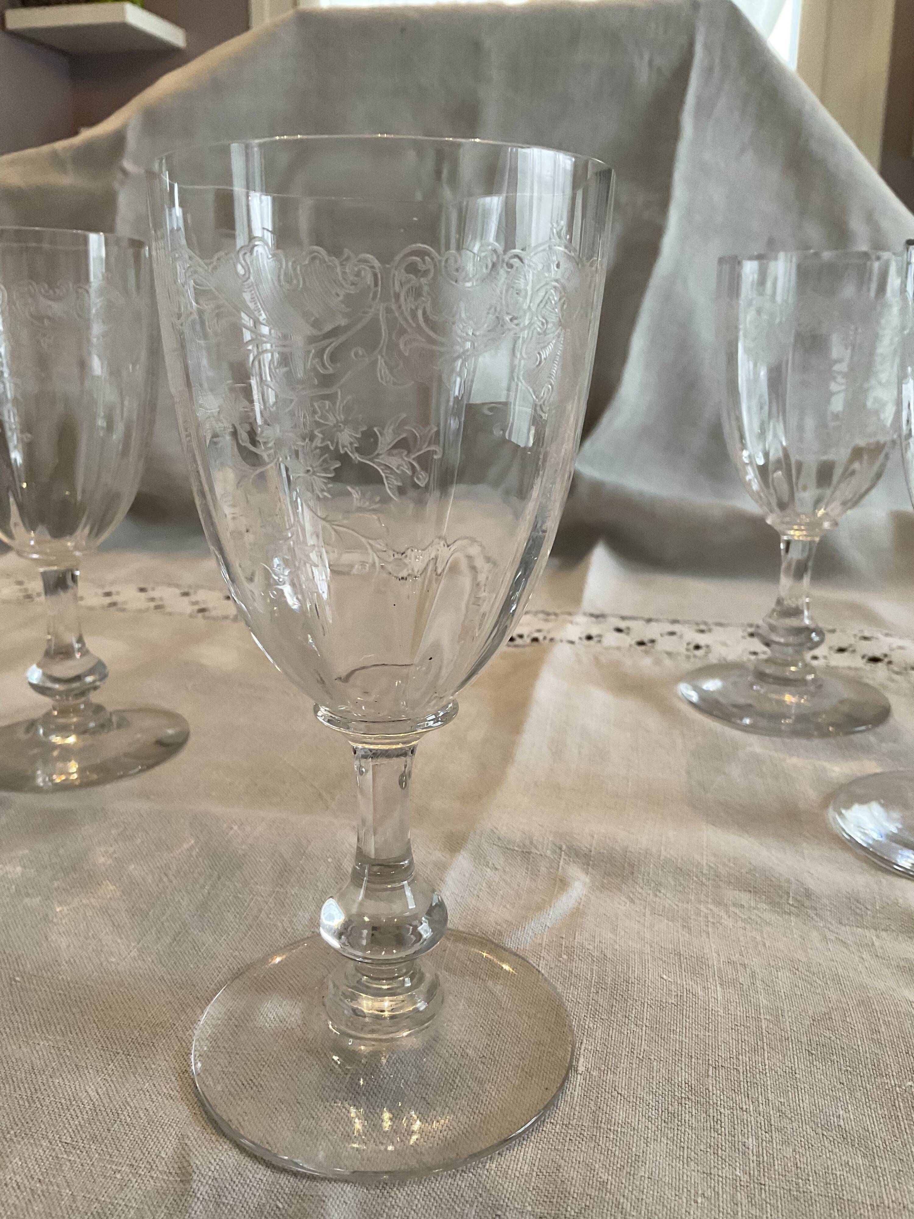5 water glasses, Crystal Saint Louis, model Massenet with Venetian dimensions