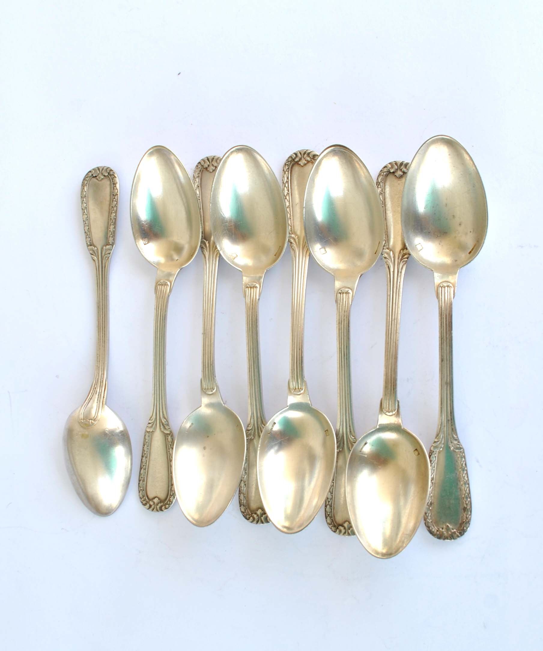 Set of 8 teaspoons in silver metal boulenger rinceaux decoration 14cm