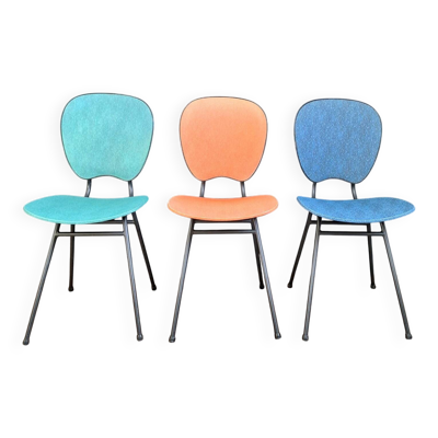 Trio de chaises vintage, meubles sièges anciens design