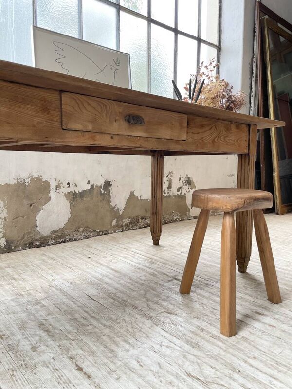 Table de ferme boucher chêne années 50