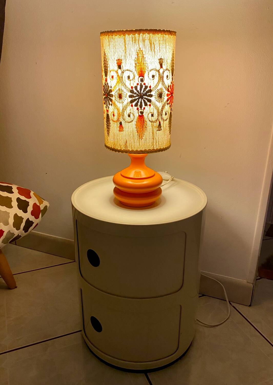 Lampe design Space age vintage années 70 original verre orange