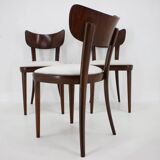 1950s Set of Three Restored Beech Dining Chairs, Czechoslovakia
