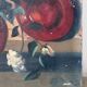 Bouquet of flowers in a red vase, early 20th century, oil on canvas signed.