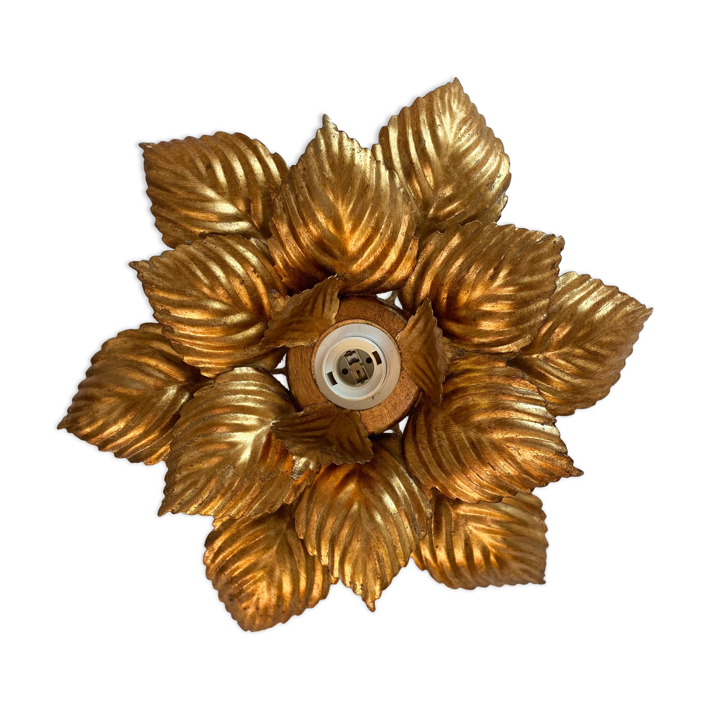 Applique fleur en metal doré vintage