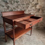 Console en acajou antique avec tiroir et étagère, table de service française, vers 1900