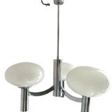 Space age glass and chrome chandelier, Italian design 1970