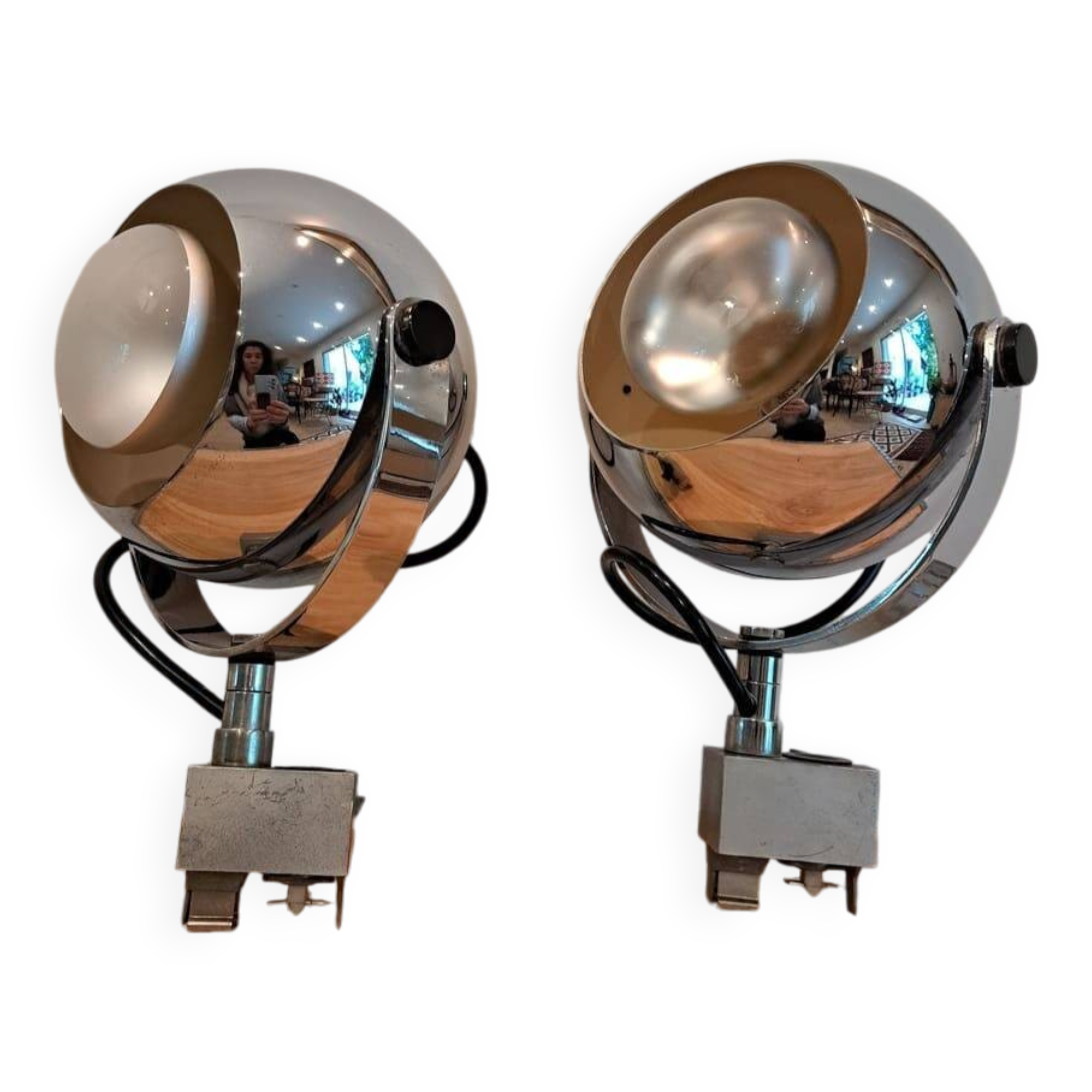 Paire d’appliques (spots)chrome style Eyeball vintage