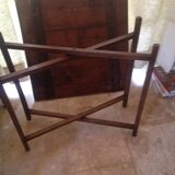Louis XVI period travel table, removable top painted faux marble, folding X-length