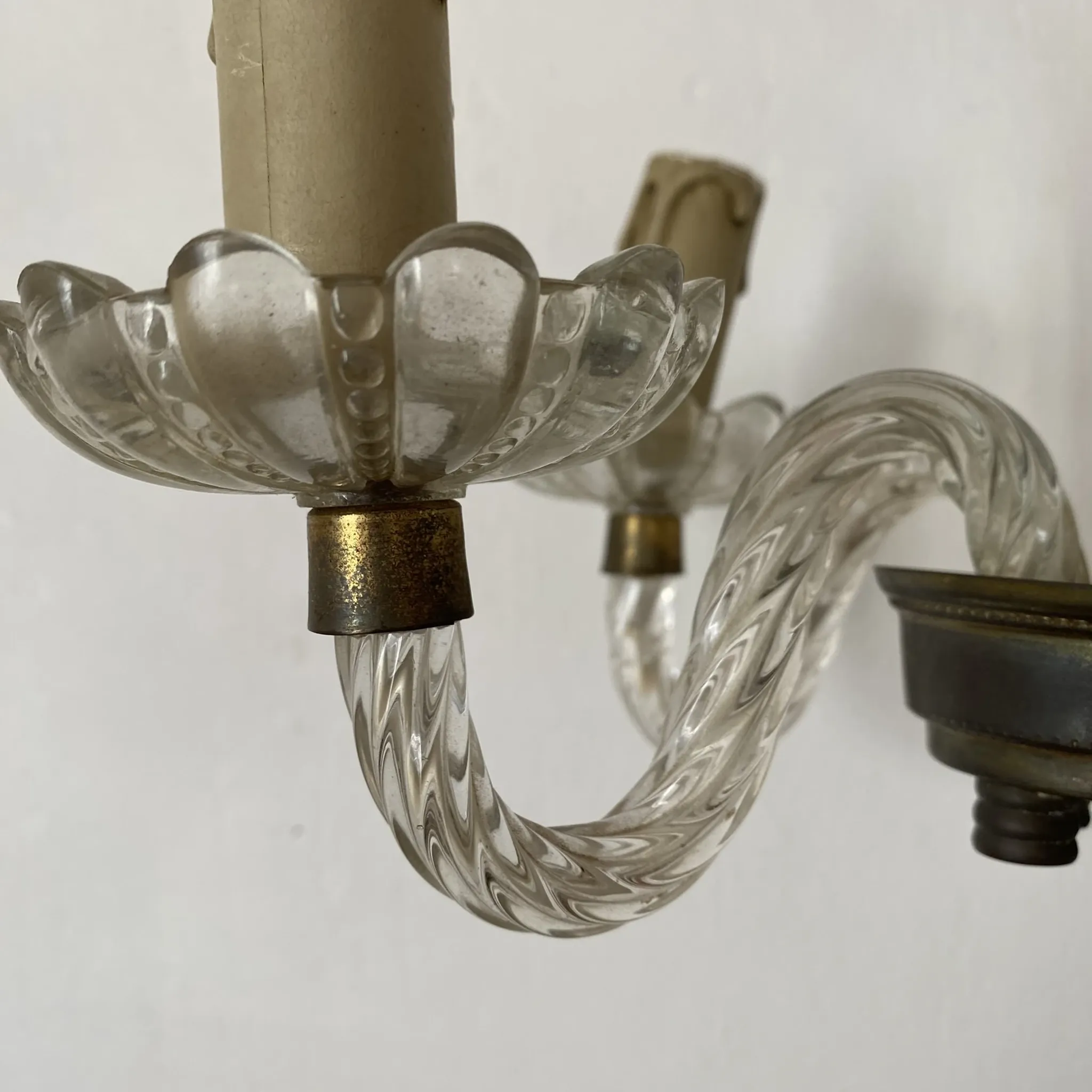 Applique italienne double en verre  et miroir, années 50