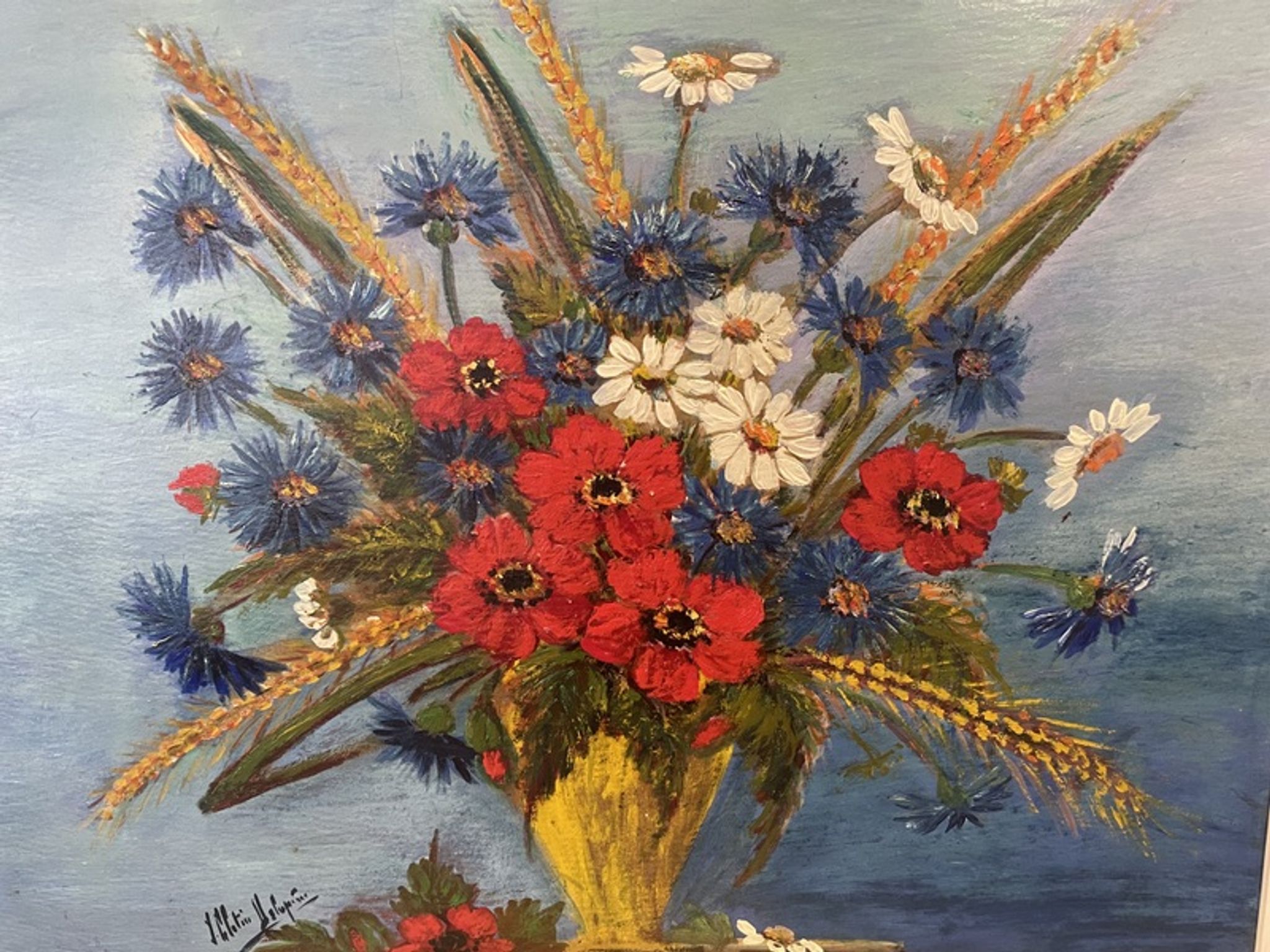 Still life with bouquet of flowers - Oil on signature panel to identify. XXth