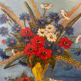 Still life with bouquet of flowers - Oil on signature panel to identify. XXth