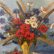 Still life with bouquet of flowers - Oil on signature panel to identify. XXth