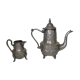 Old teapot "Le Cheval" and milk pot (SBA Fez) in silver metal