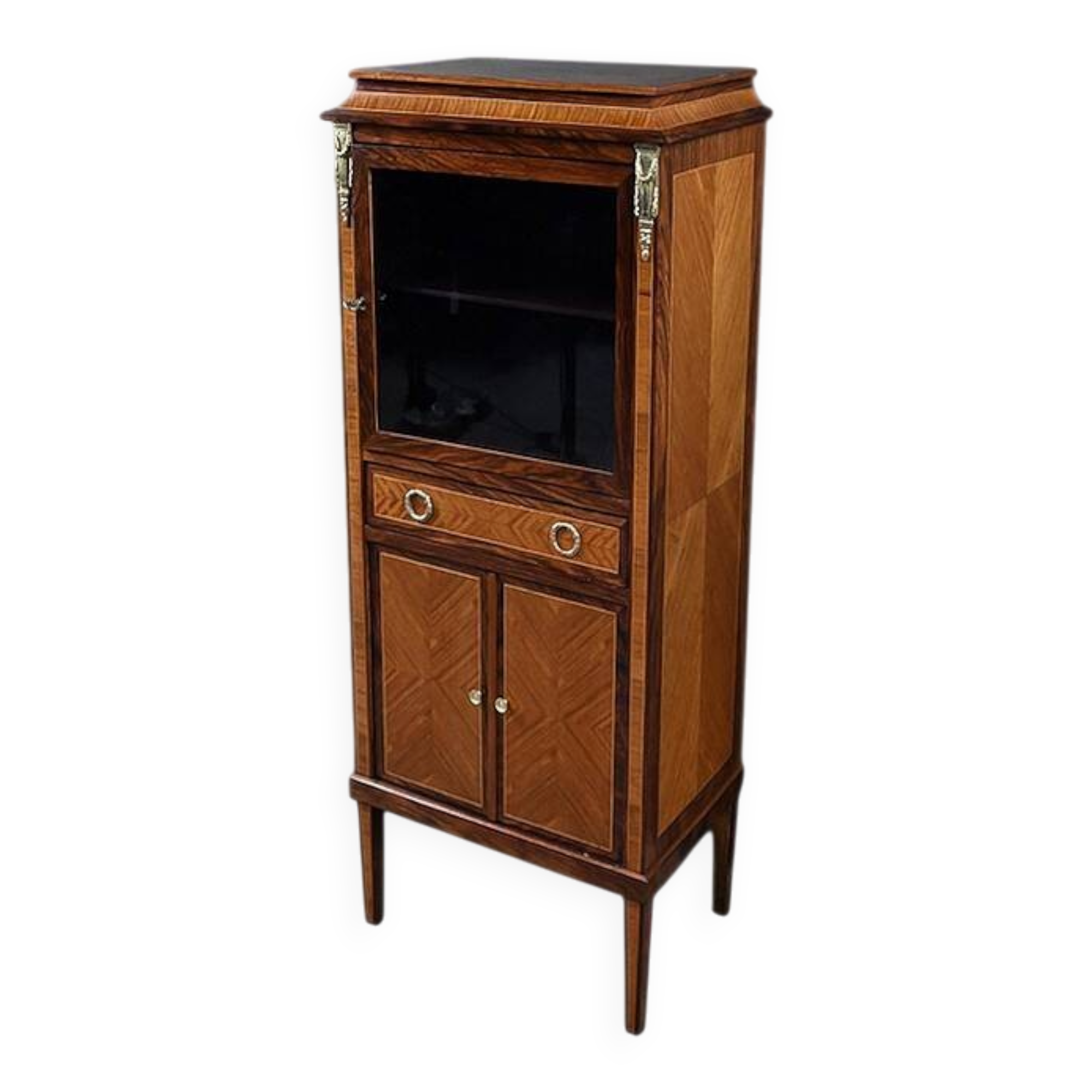 Rosewood and rosewood marquetry display cabinet, Louis XVI style – first part of the 20th century