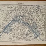 Lithograph map on Paris and the floods of 1910