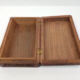 Rectangular wooden box deco hand-carved flowers