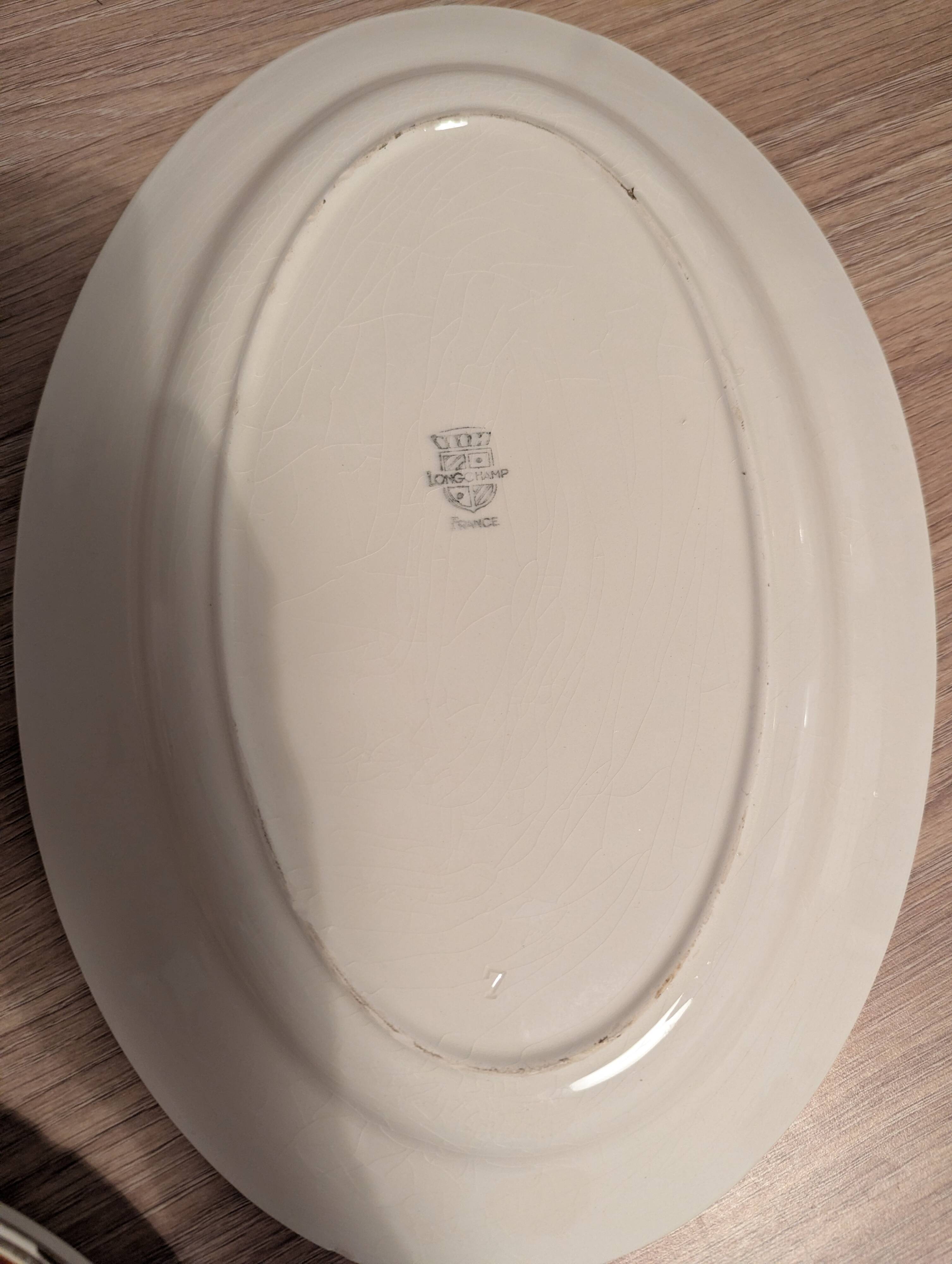 Large Longchamp set in France in earthenware Tea service, serving pieces