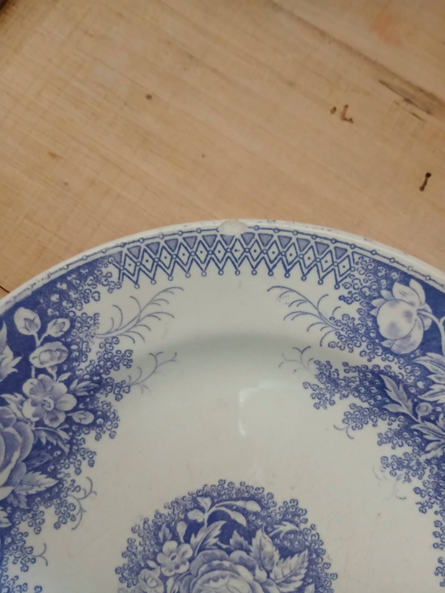 3 antique flat plates in ironstone
