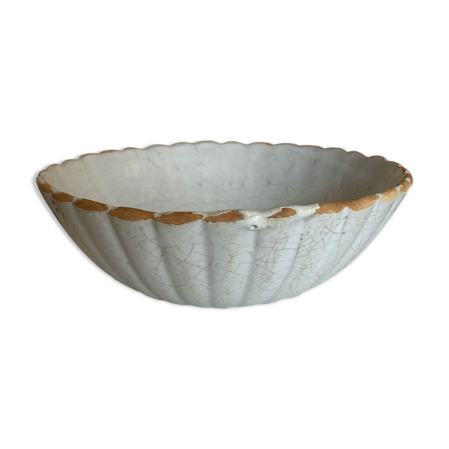 Enamelled earth godrons cup Vieux Moustiers 19th