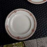 Set of 6 vintage flat plates, 23 cm, Longwy brand, Mireille pattern.