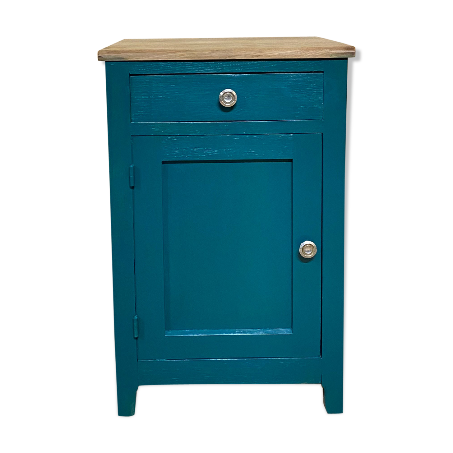 Bedside raw wood - peacock blue