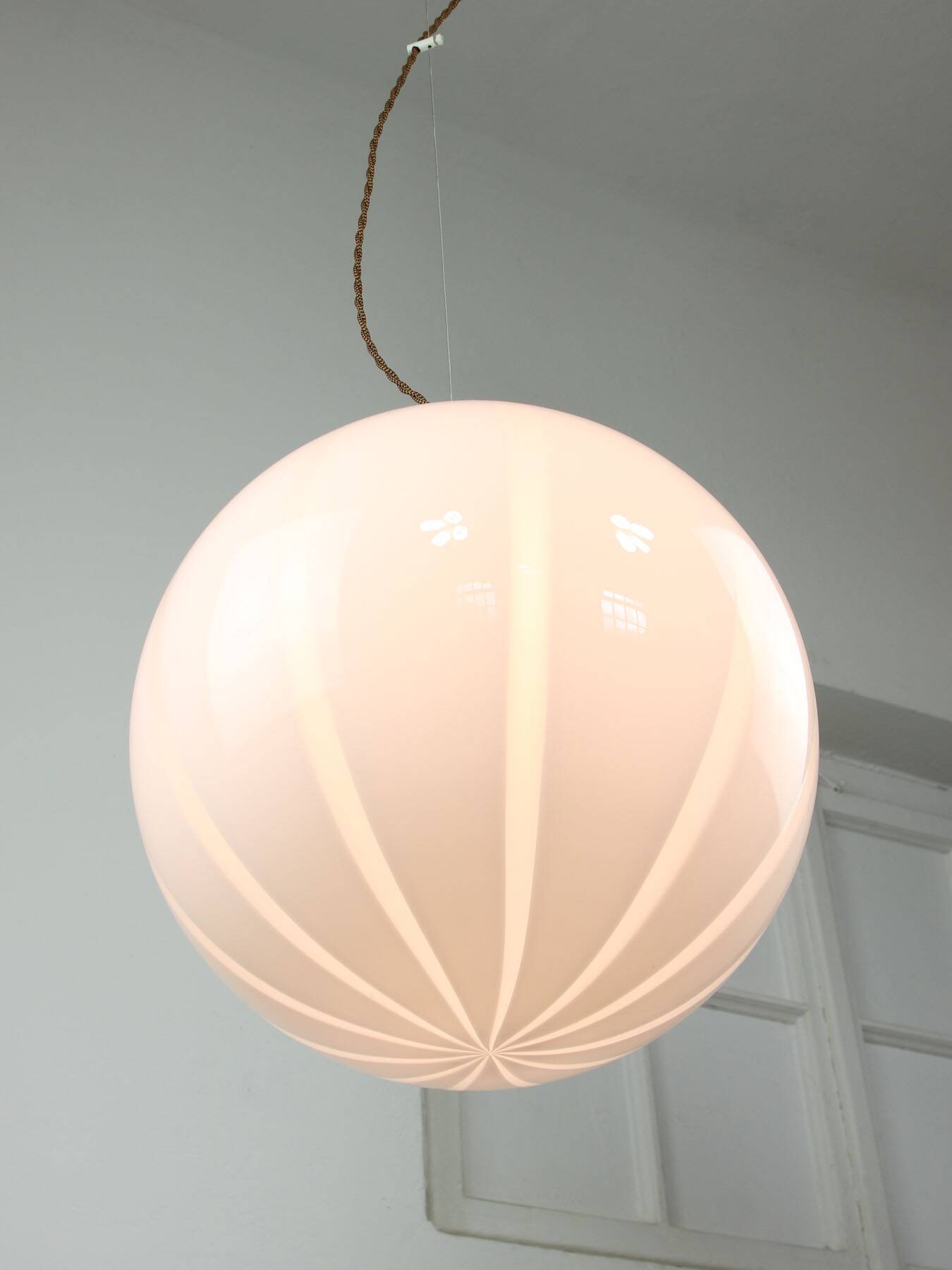 Vintage Italian Swirl Globe Pendant Lamp, 70s