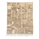 Berber rug M'rirt, iced brown with engraved patterns, 3.03x2.05m