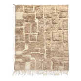 Tapis berbère M'rirt marron glacé à motifs gravés 3,03x2,05m
