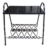 Wrought iron and earthenware side table